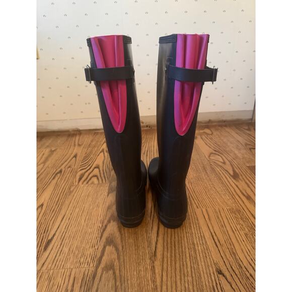 HUNTER Adjustable Rain Boots Navy Pink Size 10 - Picture 6 of 7